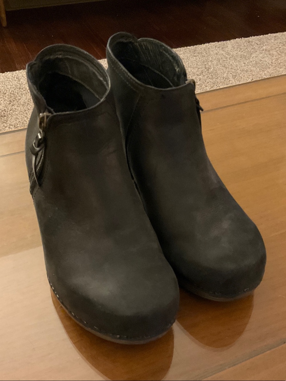 Dansko Black Suede Ankle Booties with Side Zip - Picture 2 of 7